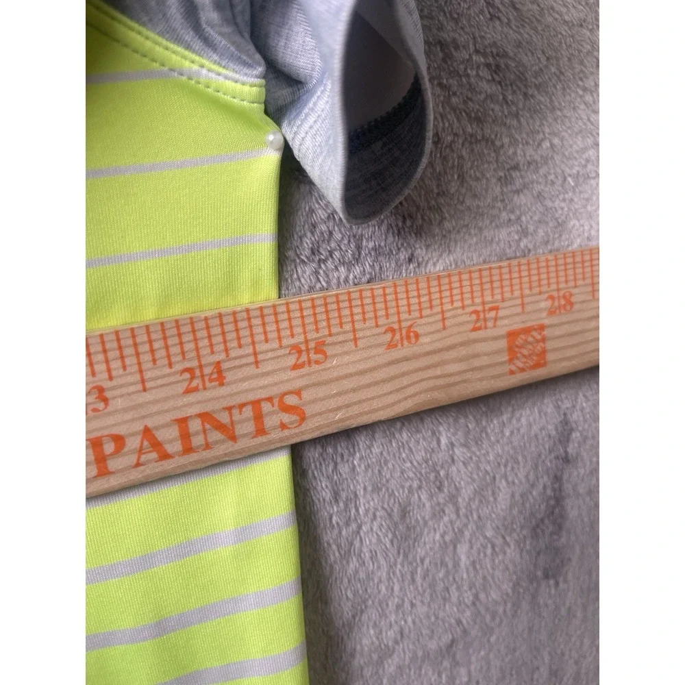Nike Tiger Woods Collection Golf‎ Polo Shirt Size L Dri Fit Yellow/Gray Striped